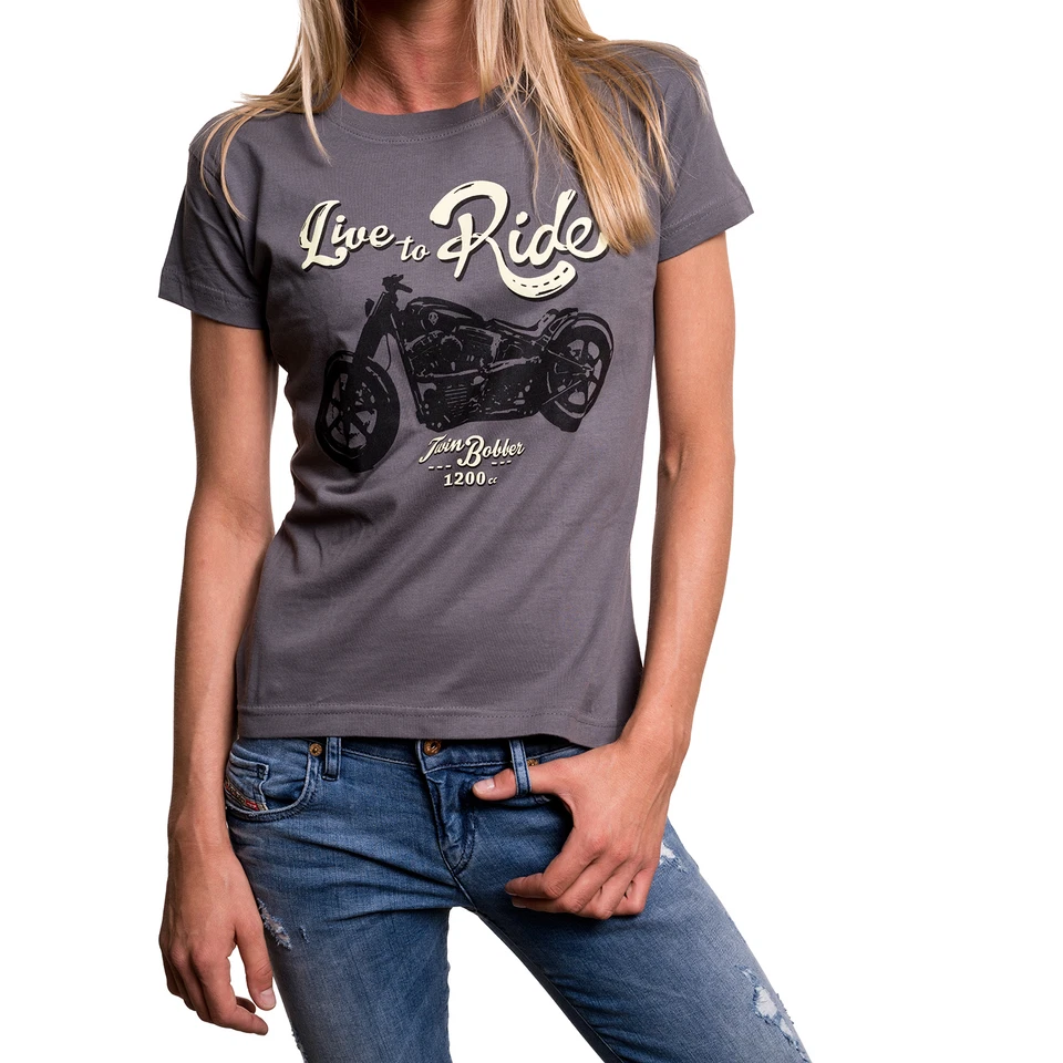 Motorrad T-Shirt für Frauen Biker Chopper Rockabilly Damen Top Hip Rocker Print - Bild 1 von 1