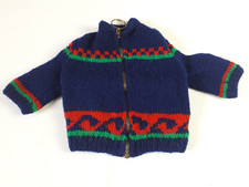 GILET CARDIGAN bébé poupon tricot maille T.0 VINTAGE 70 baby doll cardigan 0m