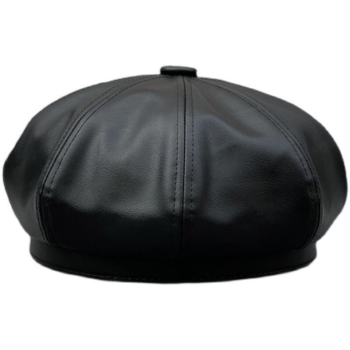 Donna Similpelle Basco Cappello Beanie Coppola Casual Retro Francese Nero |  eBay