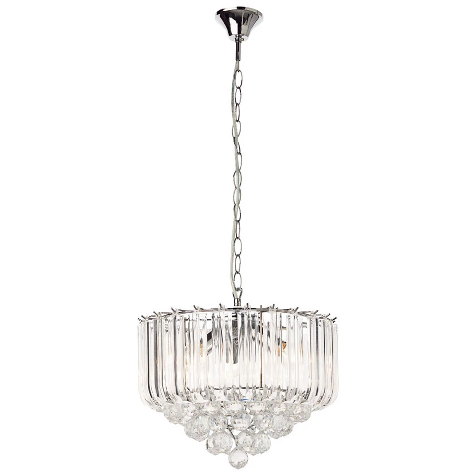 Cristallo Pendolo Lampadario Ess Camera Coprire Illuminazione Cromo Klar - Immagine 2 di 4