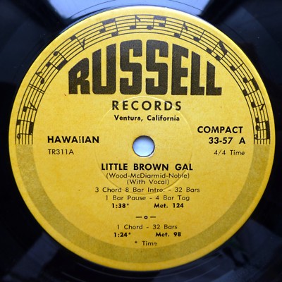 4 HAWAII songs 45 2 vers. LITTLE BROWN GAL b/w 2 vers. MY LITTLE GRASS SHACK F31