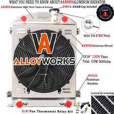 4 Row Radiator Shroud 16fan For 1930-1932 Ford Model Truck Flathead V8 Engine-