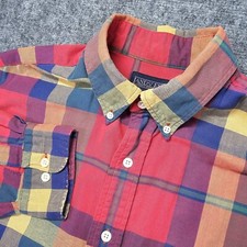 Lands End Shirt Mens Large Vintage Made In USA Button Down Long Sleeve Colorful