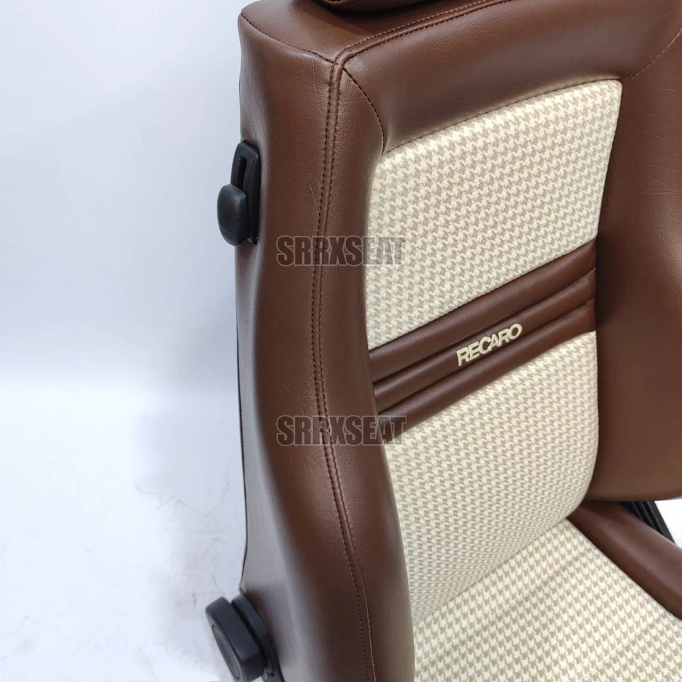 【1 PAIR】AUTHENTIC RECARO LSB BROWN HOUNDTOOTH CROSS Very Good Condition - Image 4 of 4