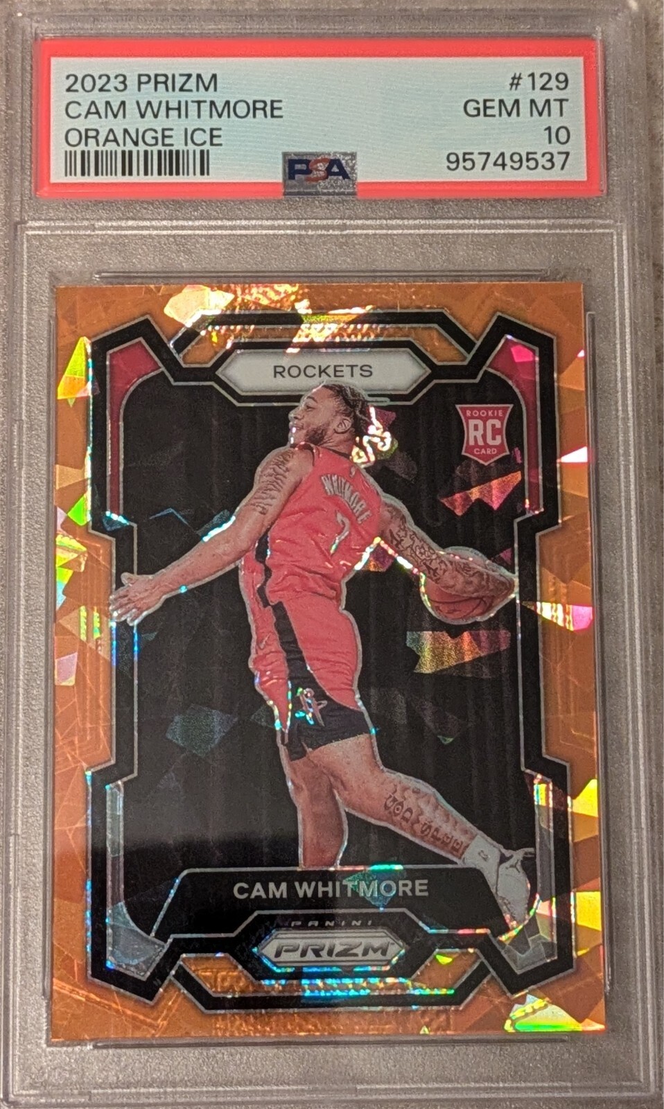 2023 Prizm Orange Ice Cam Whitmore Rookie PSA 10 #129 Rockets