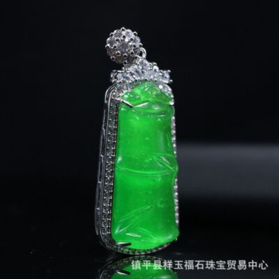 Wushi pendant quartz rock jade jade color jade bamboo section inlaid