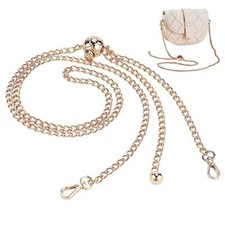 Adjustable Thin Purse Chain Strap, 47.2 Inch Metal Crossbody Bag Chain Gold