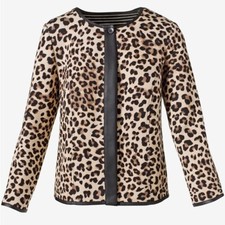 Chico  s Animal Print Trimmed Ponte Jacket Leopard L
