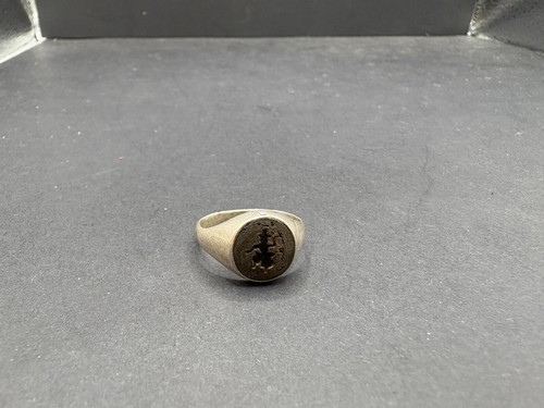 Vintage Ancient Greek Silver Ring with Engraved Bezel in form of Man Size 8.5 - Picture 2 of 8