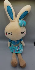 Plush Bunny Rabbit Blue Floral Dress Soft Anime Toy 18 In  Easter Cllayees