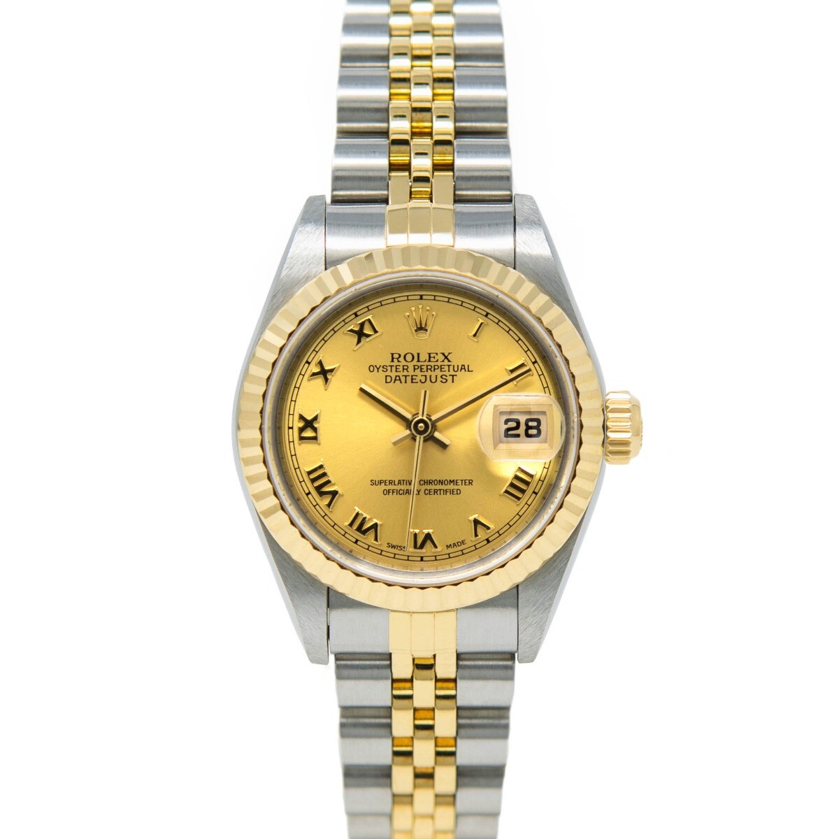 Rolex Lady-Datejust Yellow Gold & Steel 79173 Champagne Roman, Jubilee - Pre-...