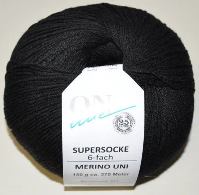 ONLINE GARNE 150g Supersocke 6-fach Merino uni Sockenwolle Strumpfwolle filzfrei schwarz 5010