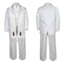 Baby Toddler Boy Christening Baptism Communion White Suit Guadalupe Stole Sm-20
