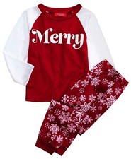 Family PJs Kids Merry Snowflakes Christmas Pajama Set M 8 , XL 14-16