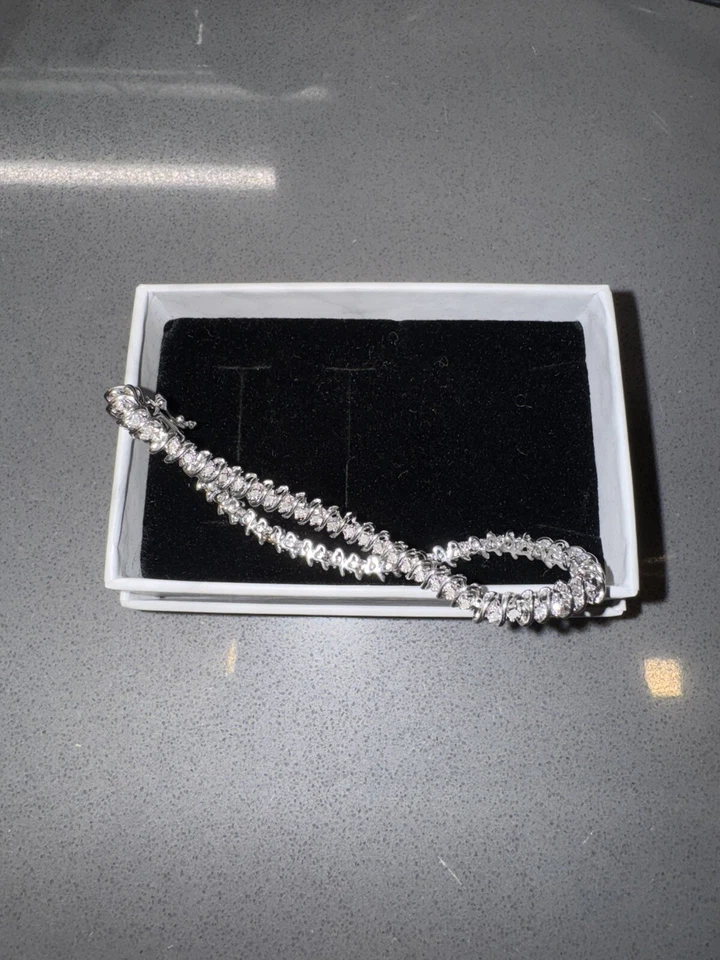 $595 Diamond 0.5ctw Natural S Link Bracelet in Sterling Silver 7.5”in, new - Image 2 of 4