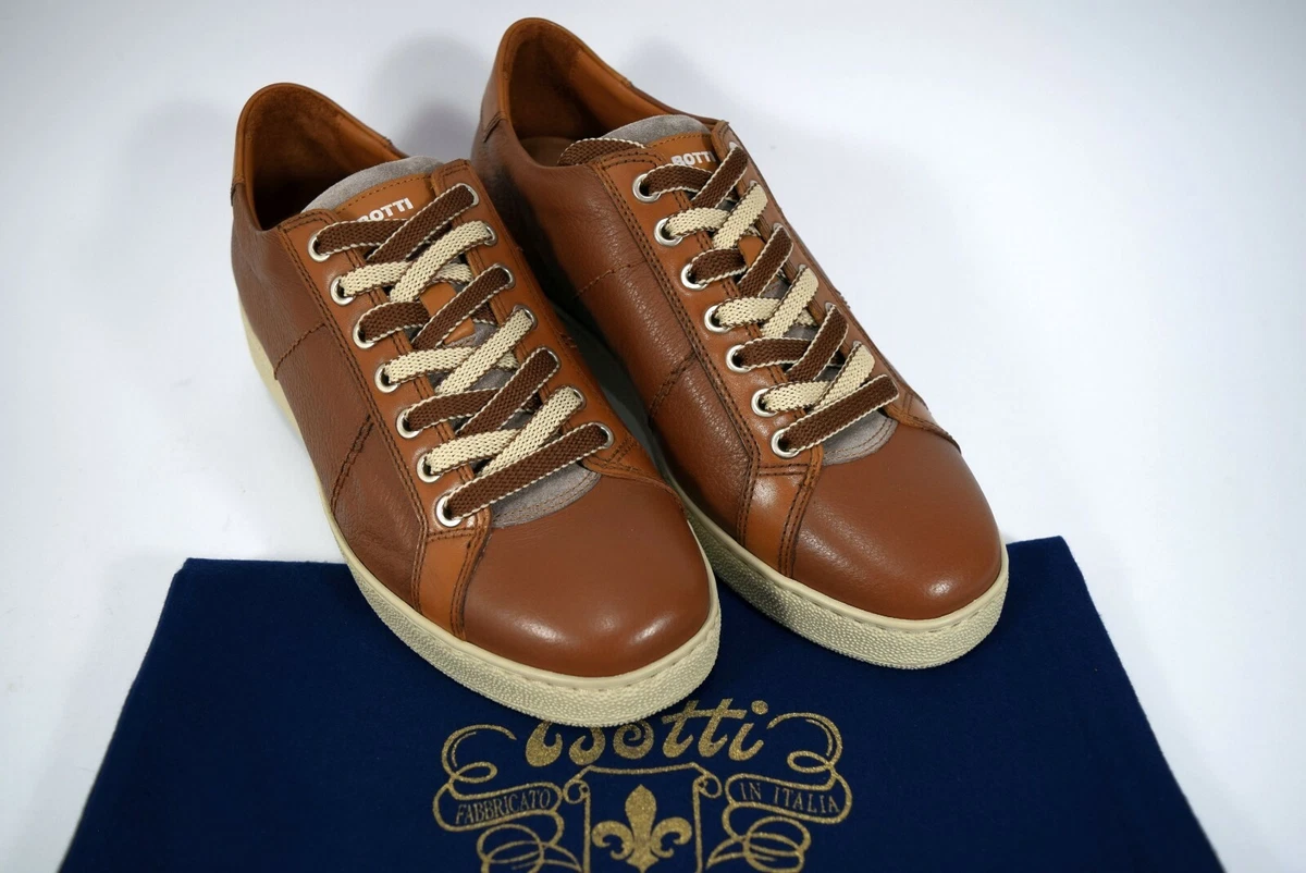 BOTTI scarpe uomo SNEAKERS sportive stringate vera pelle CERVO