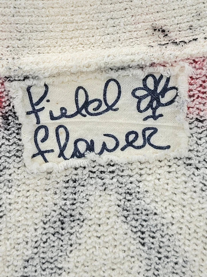 Field and Flower 开衫毛衣女式中号艺术花卉波西米亚轻便 — 第 3/4 张图片