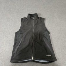 Patagonia Vest Womens Small Black Fleece Full Zip Pockets Made In USA Outdoor