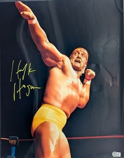 AUCTION #3 Hulk Hogan Signed WWF WWE Wrestling 16x20 Color Photo AUTO BAS