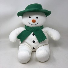 Eden Raymond Briggs Snowman Plush 14" White Green Hat Scarf Vintage