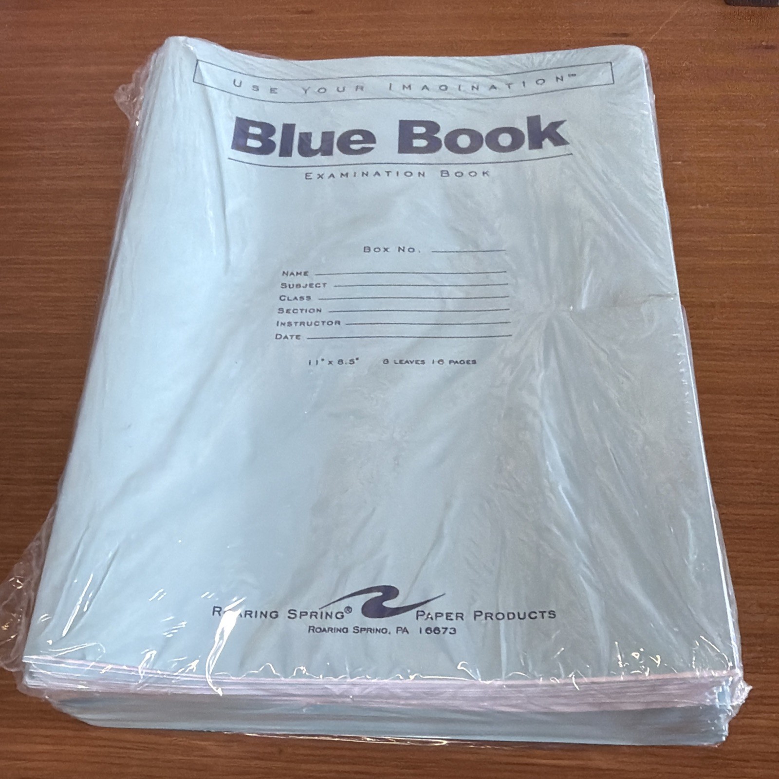 NEW ROARING SPRING Exam Blue Books 500 Pack 11"x 8.5" 8 Leaves/6 Pages