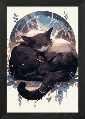 Katzen Alchemie Umarmung Gerahmtes Wandbild Poster Leinwanddruck Bild