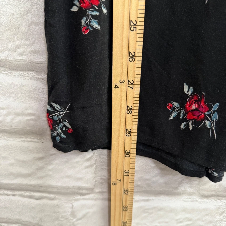 Blusa Campesina Jill Negra Floral Calada Rayón Manga Larga Para Mujer Talla Grande Foto 4 de 4