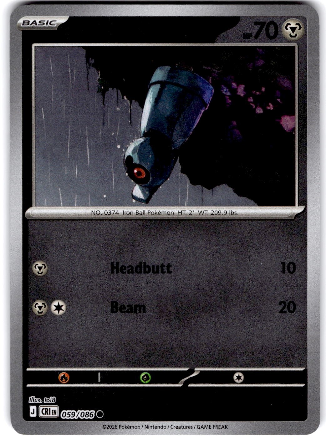 Pokemon Beldum Chaos Rising 59/86 Reverse Holo Near Mint English