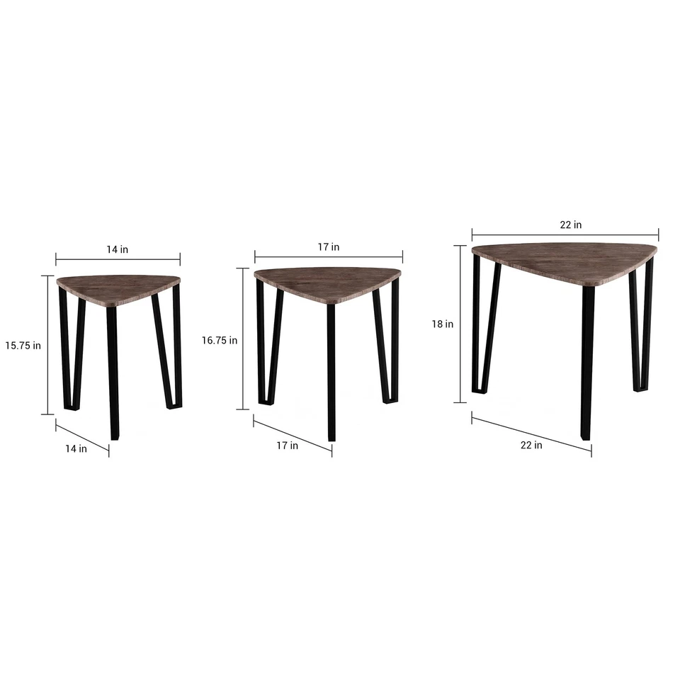 Nesting Set of 3, Modern Woodgrain Look for Living Room Coffee Tables or Nigh... - Image 2 of 4