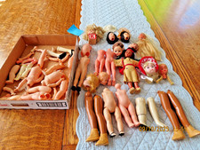 VINTAGE VARIOUS HARD PLASTIC DOLL PARTS, HEADS, ARMS, LETGS, TORSO