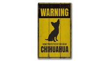 Chihuahua Warning Vintage Distressed Sign, Personalized Wood Sign