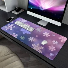 HOT-40*90cm1pc White Snowflakes Pattern HD Printed Pad for Desk, Multi Functiona