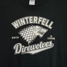 Game of Thrones Shirt Black Winterfell Direwolves Casual Tee Adult 4XL