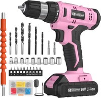 Akkuschrauber 20V 30 Nm 21+1 Drehmomentstufen 2-Gang Mit 2000 Mah Akku Rosa