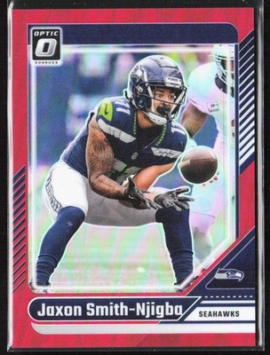 2024 Donruss Optic Jaxon Smith-Njigba JERSEY NUMBER MATCH Red Prizm 11/125 #180
