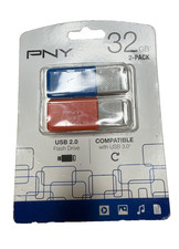PNY USB 2.0 Flash Drives 32GB, Assorted P-FD32GX2ODM-GE 2 PACK 64 TOTAL RANDOM