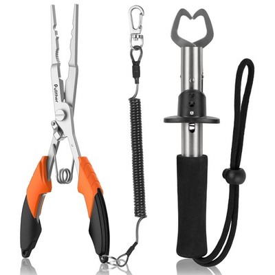 Fishing Tools Kit,8'' Fishing Hook Remover Pliers, Fish Lip Gripper, Muti-Func...