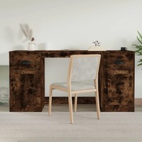 Schreibtisch Mit Stauraum RäUchereiche Holzwerkstoff BüRo Arbeitstisch