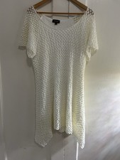White Lace Sleeves A Line Dress With asymmetrical Hem Knee Length Beachy Feel