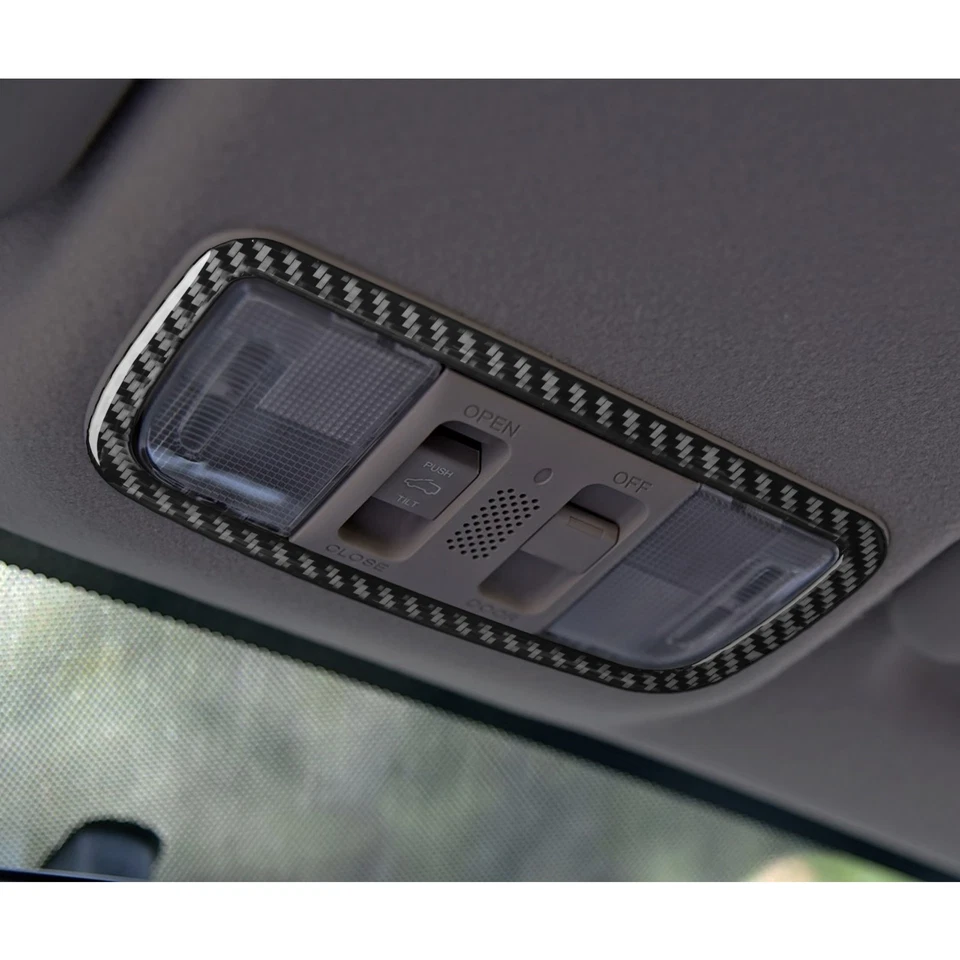 Cubierta de luz de lectura de techo delantero de fibra de carbono real para Honda Fit Jazz 2014-00 Foto 3 de 4