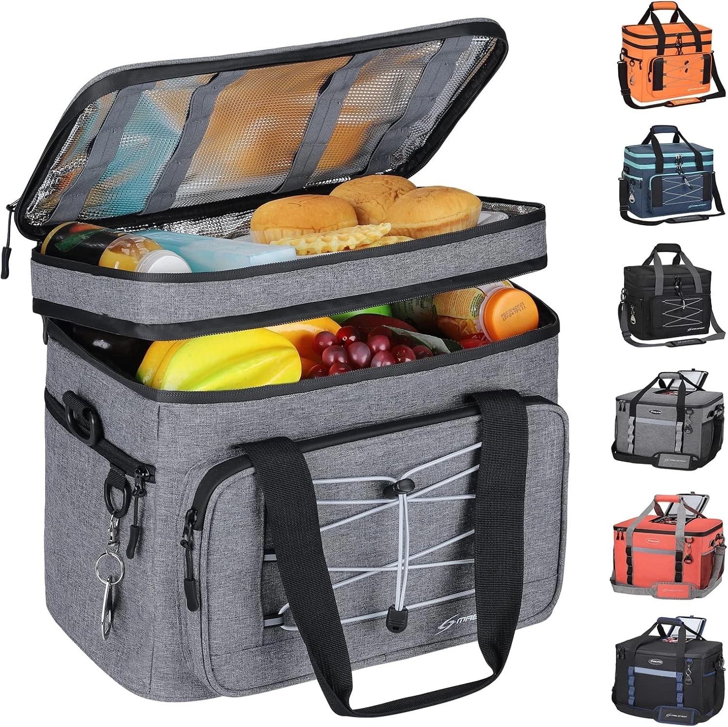 Portable Collapsible Soft Cooler Bag Leakproof Double Deck 24 30 60 Cans