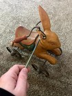 Antique Vintage Easter Rabbit Pull Toy | Composition Bunny on Metal Tricycle — photo 2