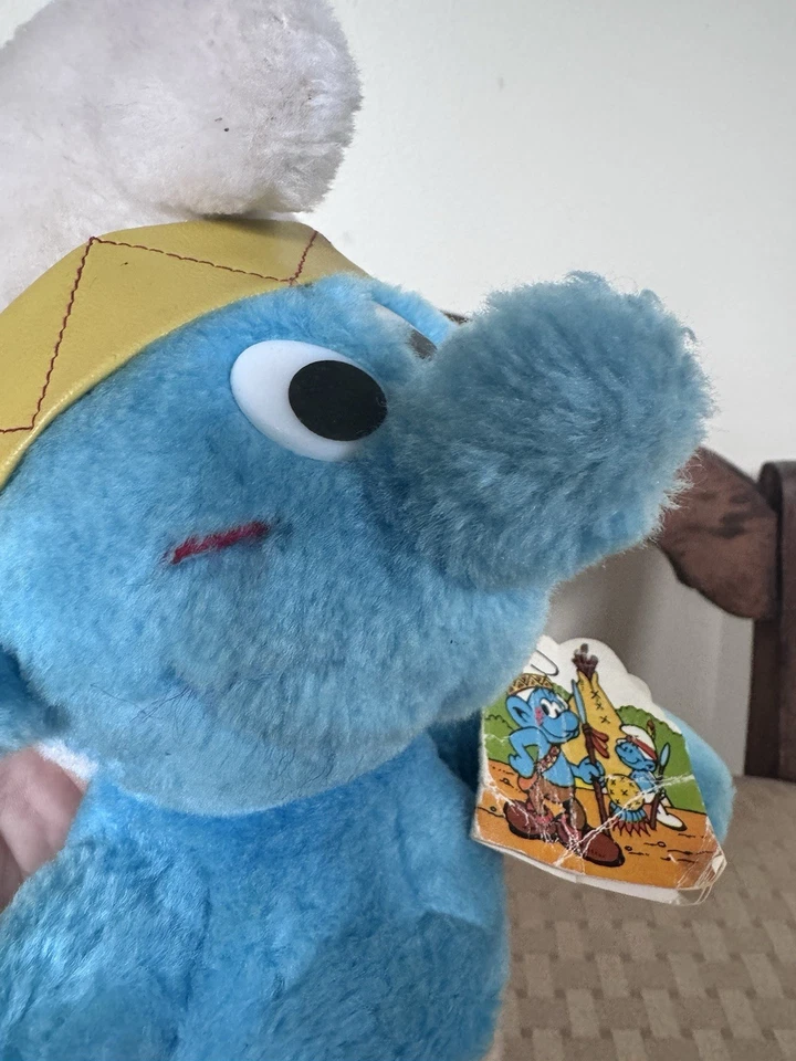 Smurf "Indian Brave" Plush Toy 1983 #4752 Wallace Berrie Peyo W/tags Collectors - Image 3 of 4