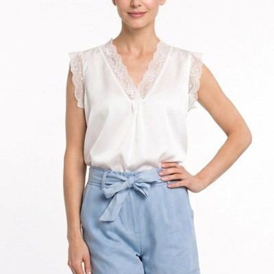 Women's blouse white size 38 40 42 blouse top Italy top with lace tunic
