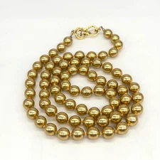 Vintage Kenneth Jay Lane Necklace Gold Tone Glass Pearl Beads 32 Inches