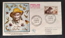 Enveloppe Premier Jour N° 1055 Entomologiste Jean Henri Fabre Obl St Léons 1956