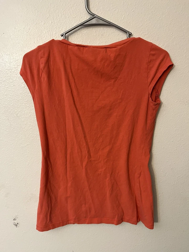 Camiseta dkny Graphic Y2K Algodón - Mujer Pequeña Naranja Manga Gorra Foto 2 de 4