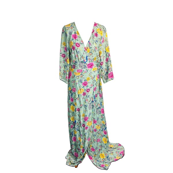 Arnhem Long Maxi Wrap Dress Size 12 AUS Floral Flower Boho Viscose Long Sleeve