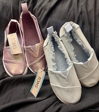 TOMS Youth Alpargata Rope Alpargata Slip-On Shoes Pastel Blue Mauve Size 12