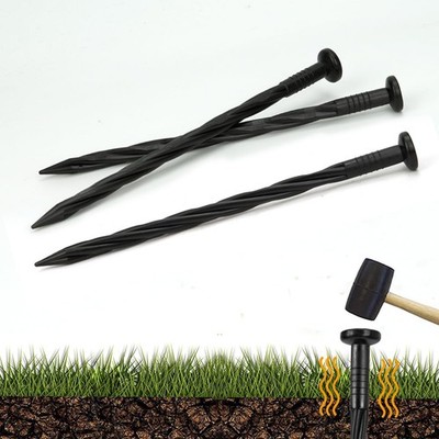 150pack 8-Inch Plastic Stakes Landscape Anchoring Nail Spiral Stakes for Weed Ba
